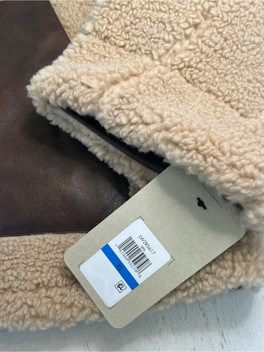 Levi's Tan Sherpa Bomber Jacket with Brown Trim - Picture 3 of 11
